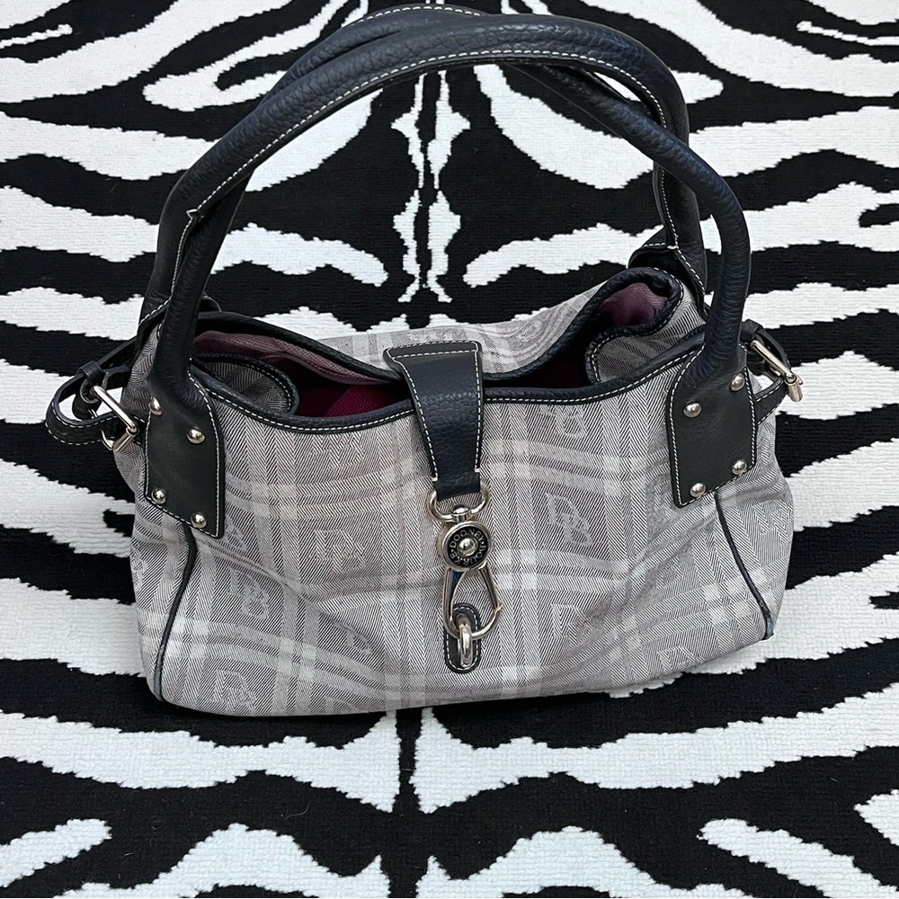 Dooney & Bourke Signature Logo Lock Satchel Quilted & Plaid Twee Classic